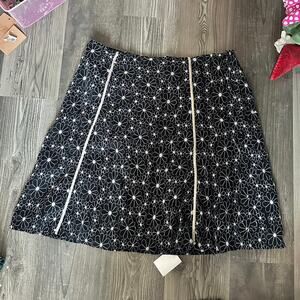 autograph vintage floral embroidered midi skirt black white